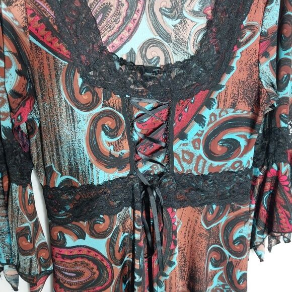 Vintage Women’s Babydoll Top L Whimsigoth Dark Romantic Fairy Grunge Coquette - Picture 5 of 8